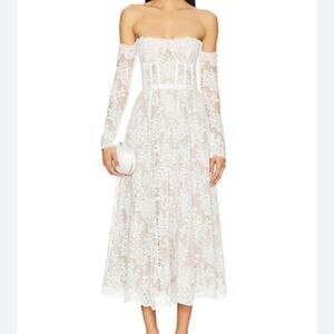 v. chapman vera satin ruffled-sleeve bustier midi dress V. Chapman | Dresses | V Chapman Vera Satin Ruffledsleeve Bustier Midi Dress